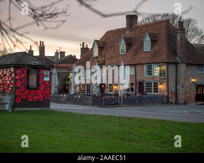 Chequers on the green public house in the village of High Halden, Kent Stock Photo