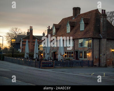 Chequers on the green public house in the village of High Halden, Kent Stock Photo