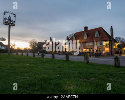 Chequers on the green public house in the village of High Halden, Kent Stock Photo