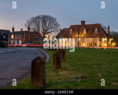 Chequers on the green public house in the village of High Halden, Kent Stock Photo