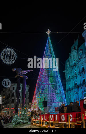 Vigo, Pontevedra, Spain; December 2018: Christmas decoration and lights of the city of Vigo in Galicia Stock Photo