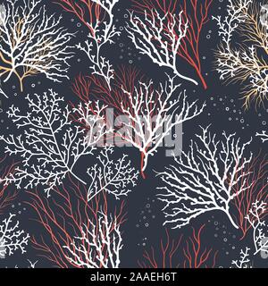 Beautiful Hand Drawn corals seamless pattern, underwater background, great for textiles, banner, wallpapers, wrapping - vector design Stock Vector