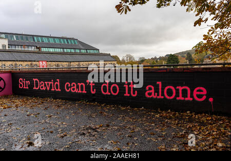 'Sir David can't do it alone'  mural in Walcot Street, Bath apparently by Extinction Rebellion. Bath, England, UK Stock Photo