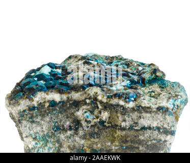sapphire crystallization on rock, isolated Stock Photo