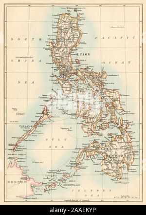 Map of the Philippine Islands, 1870s. Color lithograph Stock Photo