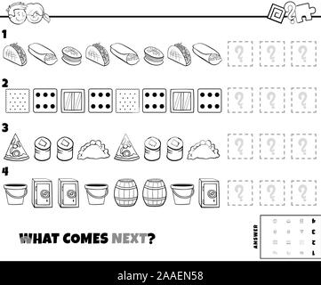 pattern task with cartoon objects coloring page Stock Vector Image ...