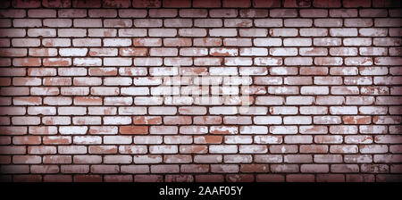 Red White Wall Background. Old Grungy Brick Wall Horizontal Texture. Stock Photo