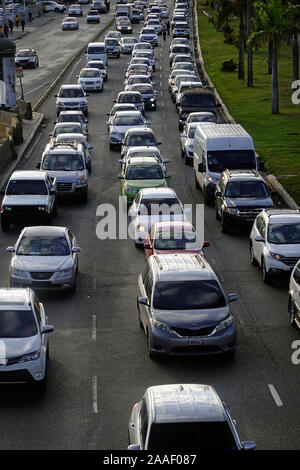 morning rush hour traffic in Santo Domingo Dominican Republic Stock Photo