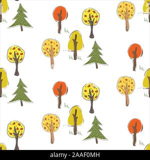 Seamless Pattern with Cute Trees. Scandinavian Style. Stock Vector