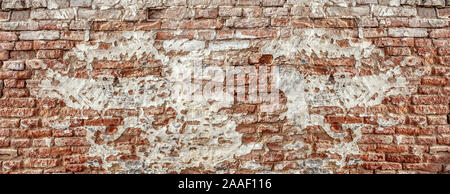 old brick wall with white and red bricks background. vintage brick wall texture Stock Photo