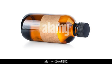 Dropper Bottle - Amber Glass - With Label with clipping path Stock Photo