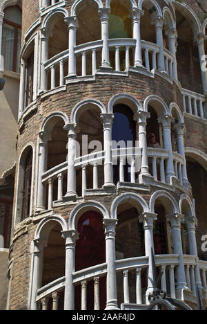 Venice. Italy: The Palazzo Contarini del Bovolo is a small palazzo in Venice, Italy, best known for its external multi-arch spiral staircase Stock Photo