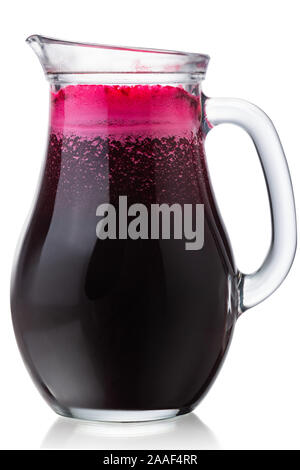Pitcher of beet juice or smoothie isolated on white Stock Photo