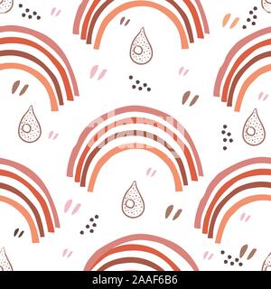 Seamless Terracotta pattern with rainbows. Repeating pattern. Childish Design. Vector Illustration Stock Vector