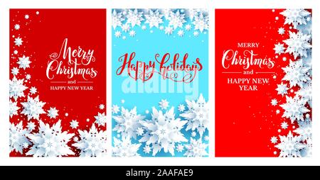 Holiday Chrismas festive cards set Stock Vector