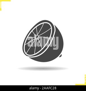 Lemon icon. Drop shadow lime silhouette symbol. Citrus. Halved tropical fruit. Vector isolated illustration Stock Vector