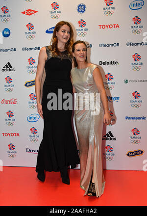 London, UK.  21th Nov, 2019. Eilidh Mctintie (left) and Hannah (right) ¦during the 2019 Team GB Ball at Old Billingsgate on Thursday, November 21, 2019 in London, UK.  Credit: Taka G Wu/Alamy Live News Stock Photo