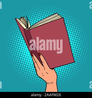 book in a female hand. reading and literature Stock Vector