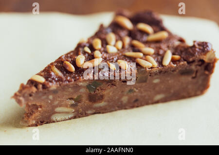 Castagnaccio, chestnut cake from Tuscany, Italy Stock Photo
