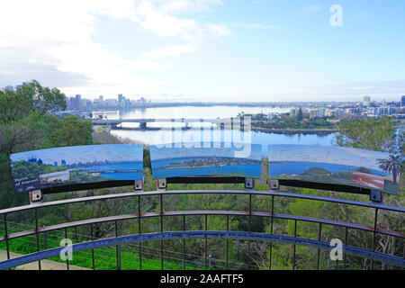 PERTH, AUSTRALIA -11 JUL 2019- View of the cityscape skyline of the city of Perth seen from Kings Park in Perth, Western Australia. Stock Photo