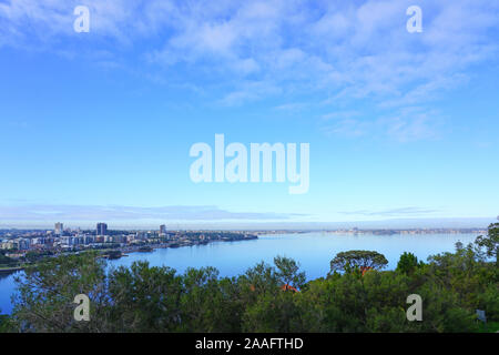 PERTH, AUSTRALIA -11 JUL 2019- View of the cityscape skyline of the city of Perth seen from Kings Park in Perth, Western Australia. Stock Photo