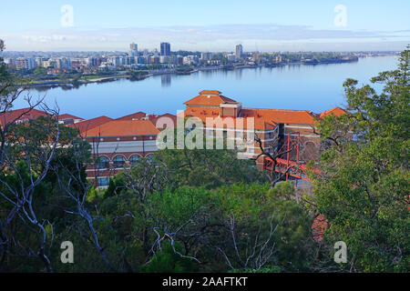 PERTH, AUSTRALIA -11 JUL 2019- View of the cityscape skyline of the city of Perth seen from Kings Park in Perth, Western Australia. Stock Photo