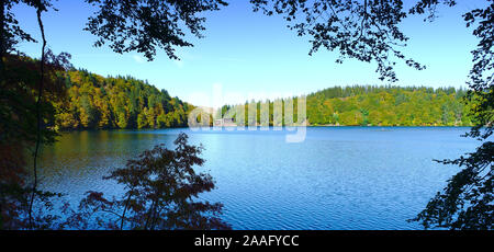 panoramic view of Lake Pavin in Auvergne, Puy-de-Dome, France Stock Photo