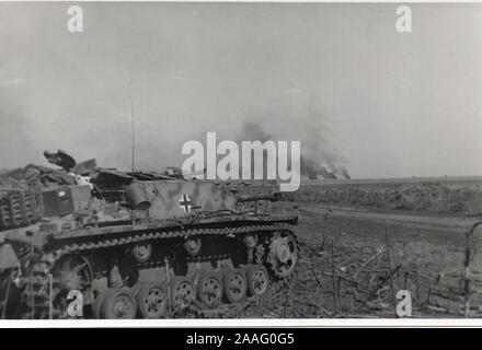 German Sturmgeschütz of  Waffen SS Division Das Reich  on the Russian Front during the Battle of Kursk 1943 Stock Photo