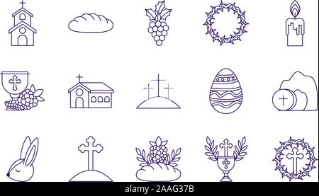 Isolated religion icon set line vector design Stock Vector