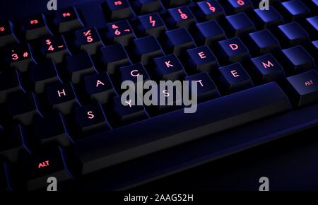 Hacked system Desktop computer infected by a virus. Stock Photo