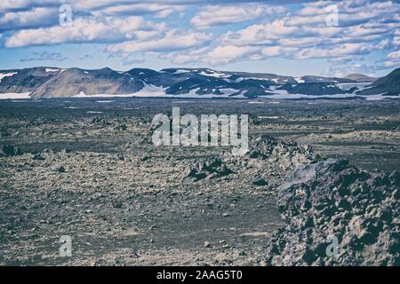 Askja Volcano and Viti crater with Lake Oskjuvatn Stock Photo