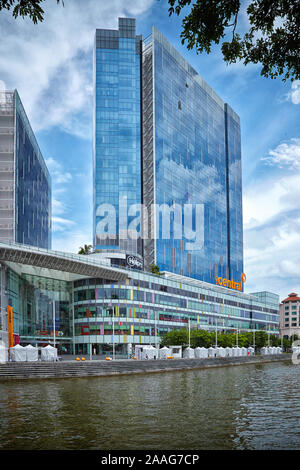 SINGAPORE - JULY 6: The Central at 6 Eu Tong Sen Street in Singapore on July 6, 2013. This mixed use commercial development was opened in 2007. The pr Stock Photo