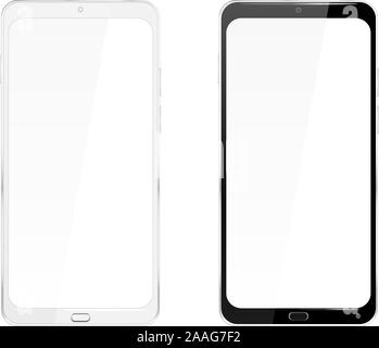 Realistic Cellphone Smartphone Vector of Touchscreen Android Phone Device - fictitious generic design Stock Vector