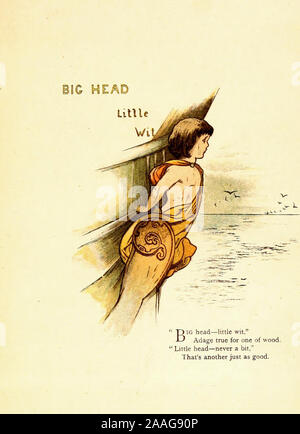 Big Head, Little Wit - Vintage Illustration of an Old Proverb Stock Photo