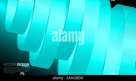Futuristic vector illustration. Abstract background with lined ring shape. 3d vector with curved ribbons. Stock Vector