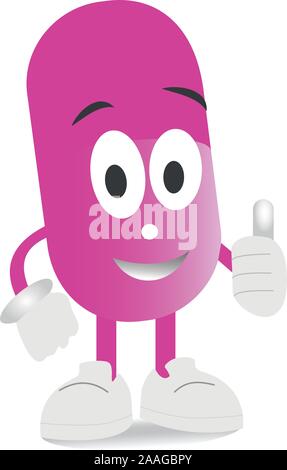 Vector Illustration of Pink Virus Character with cute face, simple ...