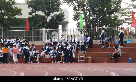 Shenzhen, China: this is the scene of the student sports meeting held by the school Stock Photo