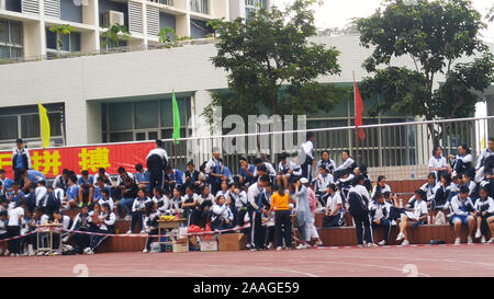 Shenzhen, China: this is the scene of the student sports meeting held by the school Stock Photo