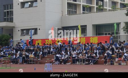 Shenzhen, China: this is the scene of the student sports meeting held by the school Stock Photo