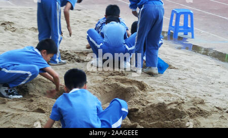 Shenzhen, China: this is the scene of the student sports meeting held by the school Stock Photo