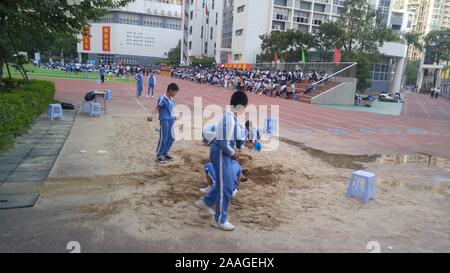 Shenzhen, China: this is the scene of the student sports meeting held by the school Stock Photo