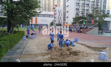 Shenzhen, China: this is the scene of the student sports meeting held by the school Stock Photo