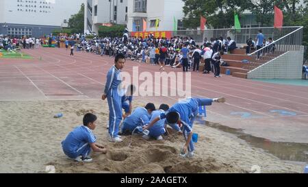 Shenzhen, China: this is the scene of the student sports meeting held by the school Stock Photo