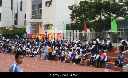 Shenzhen, China: this is the scene of the student sports meeting held by the school Stock Photo