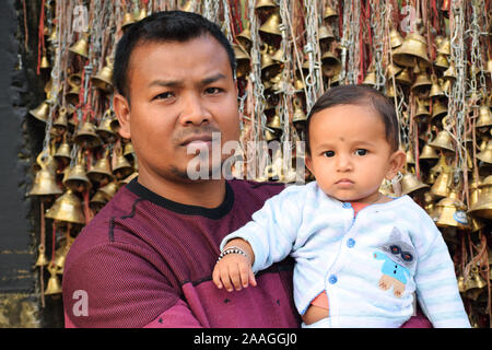 Cute baby boy with uncle, Assam, India Stock Photo