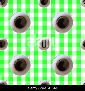 Vector seamless pattern with top veiw cup of coffee Stock Vector