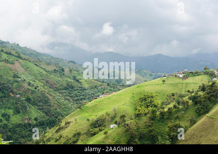 Andean mountainous landscape in the Colombian coffee zone Stock Photo