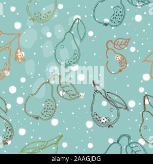 Seamless Pattern with Cute Hand Drawn Pears. Scandinavian Style. Stock Vector