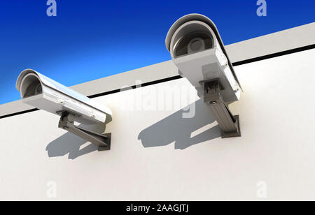 Security Camera background - 3d render wallpaper Stock Photo