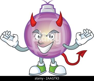 Vector illustration of yellow christmas ball on a devil gesture design. Stock Vector
